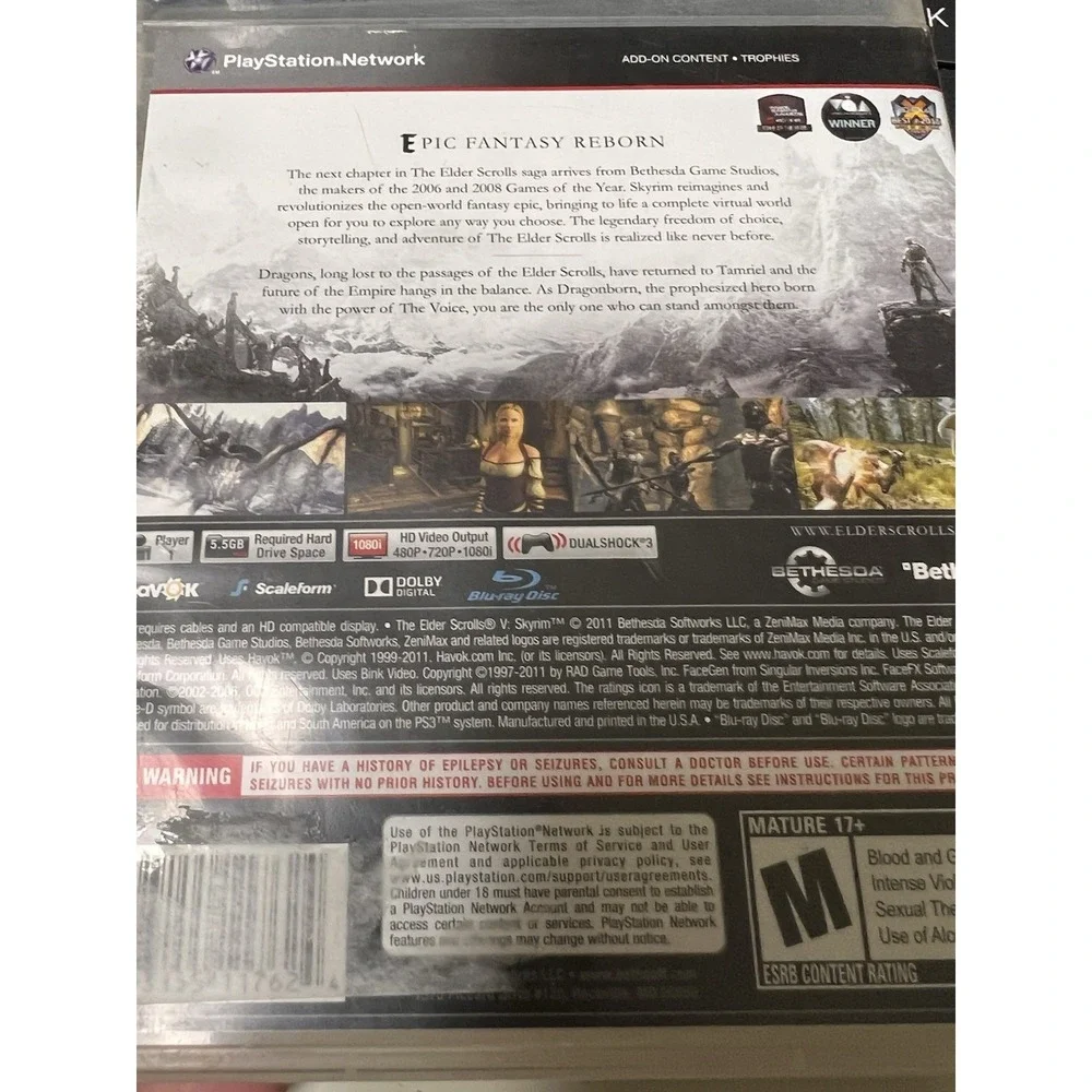 The Elder Scrolls V Skyrim Sony PlayStation 3 PS3 Game with Manual‎ and Map
